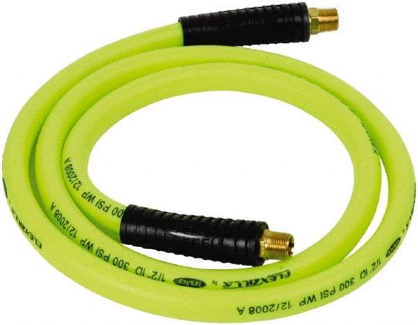 Legacy - 1/2" ID x 0.74" OD 6' Long Lead-In Whip Hose - FNPT x MNPT Swivel Ends, 300 Working psi, 140°, 3/8" Fitting, Green - Caliber Tooling