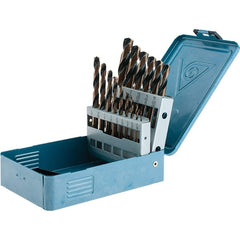 Import - 1/16 to 1/2", 135° Point, Oxide/Gold Finish, High Speed Steel Reduced Shank Drill Bit Set - Caliber Tooling