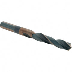 Made in USA - 17/32" High Speed Steel, 135° Point, Round with Flats Shank Maintenance Drill Bit - Caliber Tooling