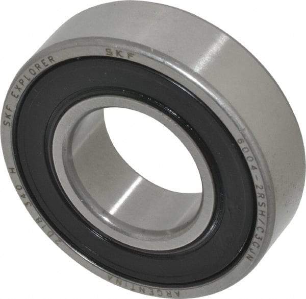 SKF - 20mm Bore Diam, 42mm OD, Double Seal Deep Groove Radial Ball Bearing - 12mm Wide, 1 Row, Round Bore, 5,000 Nm Static Capacity, 9,950 Nm Dynamic Capacity - Caliber Tooling