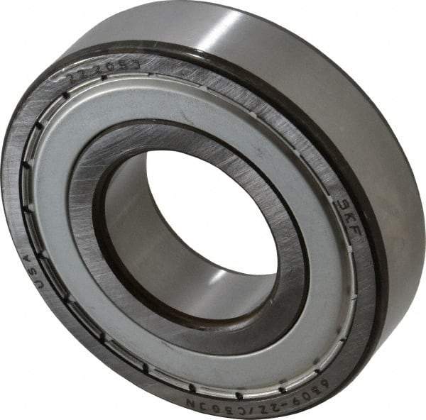 SKF - 45mm Bore Diam, 100mm OD, Double Shield Deep Groove Radial Ball Bearing - 25mm Wide, 1 Row, Round Bore, 31,500 Nm Static Capacity, 55,300 Nm Dynamic Capacity - Caliber Tooling