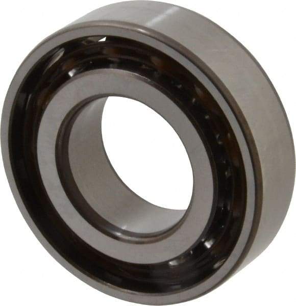 SKF - 25mm Bore Diam, 52mm OD, Open Angular Contact Radial Ball Bearing - 15mm Wide, 1 Row, Round Bore, 10,200 Lb Static Capacity, 15,600 Lb Dynamic Capacity - Caliber Tooling