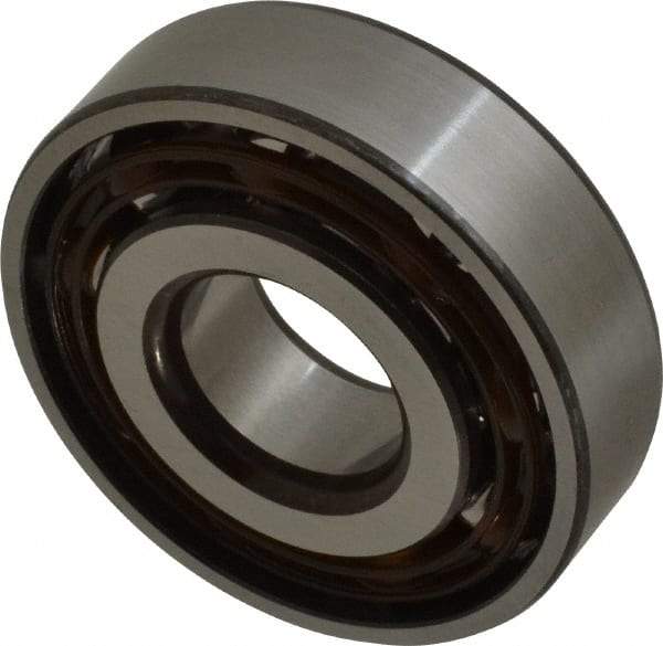 SKF - 20mm Bore Diam, 52mm OD, Open Angular Contact Radial Ball Bearing - 15mm Wide, 1 Row, Round Bore, 10,400 Lb Static Capacity, 17,400 Lb Dynamic Capacity - Caliber Tooling