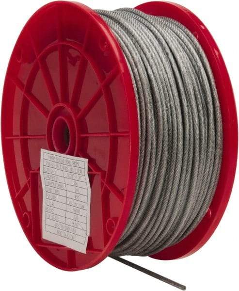 Value Collection - 1/8" x 3/32" Diam, Aircraft Cable - 920 Lb Breaking Strength, 7 x 7 Strand Core, Vinyl Coating - Caliber Tooling