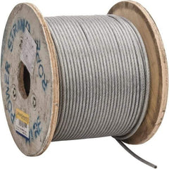 Value Collection - 1/4" x 3/16" Diam, Aircraft Cable - 4,200 Lb Breaking Strength, 7 x 19 Strand Core, Vinyl Coating - Caliber Tooling