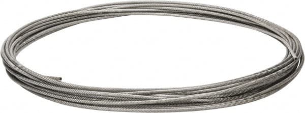 Value Collection - 1/4" x 3/16" Diam, Aircraft Cable - 4,200 Lb Breaking Strength, 7 x 19 Strand Core, Vinyl Coating - Caliber Tooling