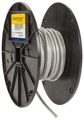 Value Collection - 3/16" x 1/8" Diam, Aircraft Cable - 2,000 Lb Breaking Strength, 7 x 19 Strand Core, Vinyl Coating - Caliber Tooling