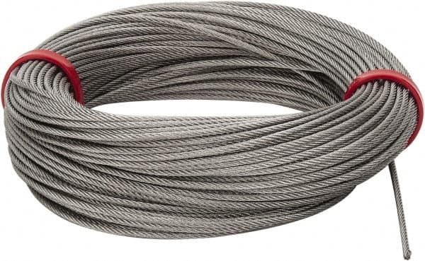 Value Collection - 1/16" Diam, Aircraft Cable - 480 Lb Breaking Strength, 7 x 7 Strand Core - Caliber Tooling