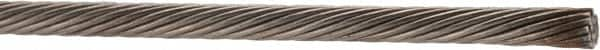 Value Collection - 1/8" Diam, Aircraft Cable - 2,100 Lb Breaking Strength, 1 x 19 Single Strand - Caliber Tooling