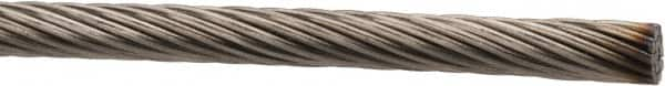 Value Collection - 1/4" Diam, Aircraft Cable - 8,200 Lb Breaking Strength, 1 x 19 Single Strand - Caliber Tooling