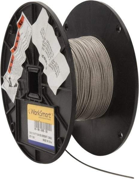 Value Collection - 1/16" Diam, Aircraft Cable - 500 Lb Breaking Strength, 1 x 19 Single Strand - Caliber Tooling