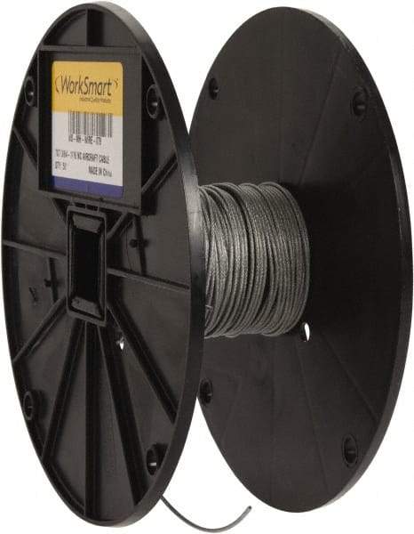 Value Collection - 1/16" x 3/64" Diam, Aircraft Cable - 270 Lb Breaking Strength, 7 x 7 Strand Core, Nylon Coating - Caliber Tooling