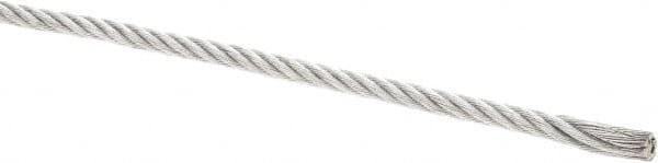 Value Collection - 5/32" Diam, Galvanized Steel Wire Rope - 2,800 Lb Breaking Strength, 7 x 19 Strand Core - Caliber Tooling