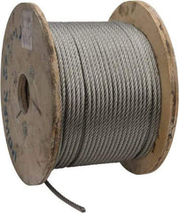 Value Collection - 5/16" Diam, Galvanized Steel Wire Rope - 9,800 Lb Breaking Strength, 7 x 19 Strand Core - Caliber Tooling