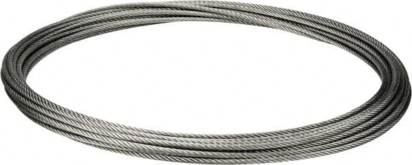 Value Collection - 5/16" Diam, Galvanized Steel Wire Rope - 9,800 Lb Breaking Strength, 7 x 19 Strand Core - Caliber Tooling