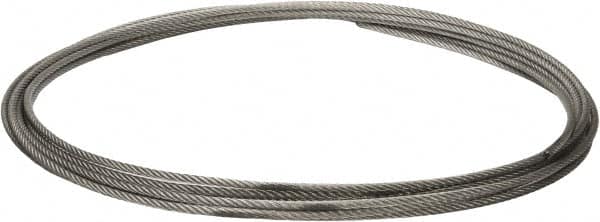 Value Collection - 5/16" Diam, Galvanized Steel Wire Rope - 9,800 Lb Breaking Strength, 7 x 19 Strand Core - Caliber Tooling