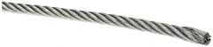 Value Collection - 3/32" Diam, Galvanized Steel Wire Rope - 1,000 Lb Breaking Strength, 7 x 19 Strand Core - Caliber Tooling