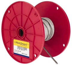 Value Collection - 3/16" Diam, Galvanized Steel Wire Rope - 4,200 Lb Breaking Strength, 7 x 19 Strand Core - Caliber Tooling