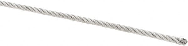 Value Collection - 1/8" Diam, Galvanized Steel Wire Rope - 2,000 Lb Breaking Strength, 7 x 19 Strand Core - Caliber Tooling