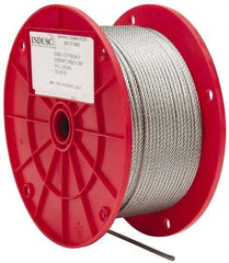 Value Collection - 1/8" Diam, Galvanized Steel Wire Rope - 2,000 Lb Breaking Strength, 7 x 19 Strand Core - Caliber Tooling