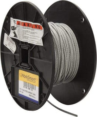 Value Collection - 1/8" Diam, Aircraft Cable - 1,700 Lb Breaking Strength, 7 x 7 Strand Core - Caliber Tooling