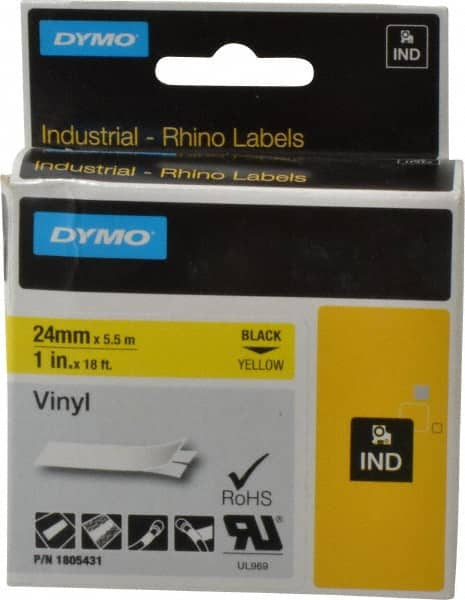 Dymo - 1" Wide x 216" Long, Yellow Vinyl Label Printer Cartridge - For RHINO 6000, 6500 - Caliber Tooling