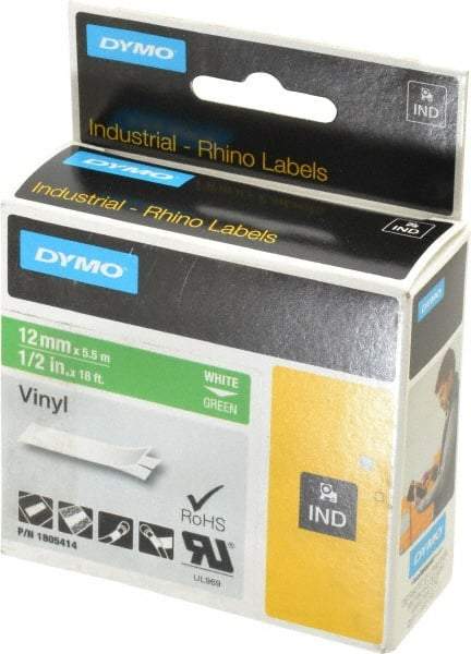 Dymo - 5" Wide x 216" Long, Green Vinyl Label Printer Cartridge - For RHINO 1000, 3000, 4200, 5000, 5200,6000, 6500 - Caliber Tooling