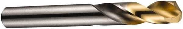 DORMER - 7.2mm 135° Spiral Flute High Speed Steel Screw Machine Drill Bit - Bright Finish, Right Hand Cut, 34mm Flute Length, 74mm OAL, Split Point, Straight Shank - Caliber Tooling