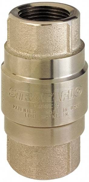 Strataflo - 1-1/2" Nickel Plated Brass Check Valve - Inline, FNPT x FNPT, 400 WOG - Caliber Tooling