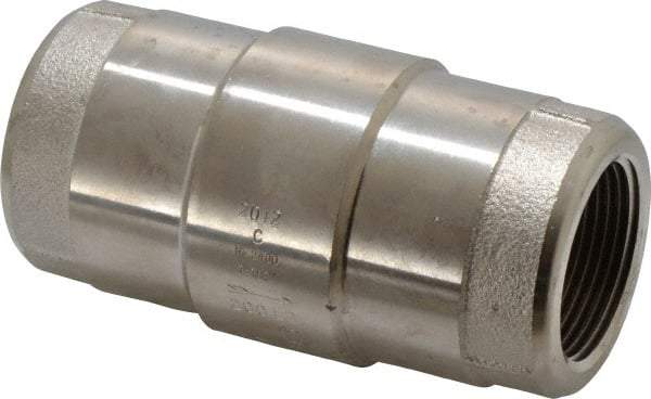 Strataflo - 1-1/4" Nickel Plated Brass Check Valve - Inline, FNPT x FNPT, 400 WOG - Caliber Tooling