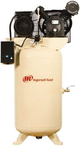 Ingersoll-Rand - 7.5 hp, 80 Gal Stationary Electric Vertical Air Compressor - Three Phase, 175 Max psi, 24 CFM, 230 Volt - Caliber Tooling