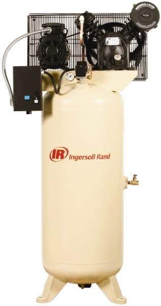 Ingersoll-Rand - 5 hp, 60 Gal Stationary Electric Vertical Air Compressor - Three Phase, 175 Max psi, 14 CFM, 230 Volt - Caliber Tooling