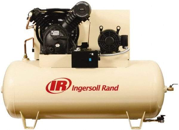 Ingersoll-Rand - 10 hp, 120 Gal Stationary Electric Horizontal Screw Air Compressor - Three Phase, 175 Max psi, 35 CFM, 460 Volt - Caliber Tooling