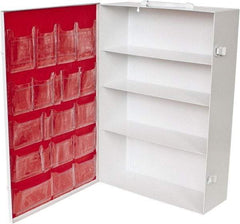 Medique - 15-1/8 Inch Wide x 5-1/8 Inch Deep x 21-1/8 Inch High, Fixed Industrial Empty First Aid Cabinet - Metal, Horizontal, 4 Shelves, White - Caliber Tooling