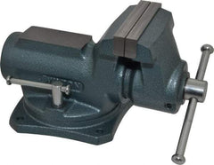 Wilton - 4" Jaw Width, 2-1/4" Opening Capacity, 2" Throat Depth, Steel Swivel Bench Vise - Bolt Down Base Attachment, 10.1" Long x 5.3" Wide x 5.3" High - Caliber Tooling