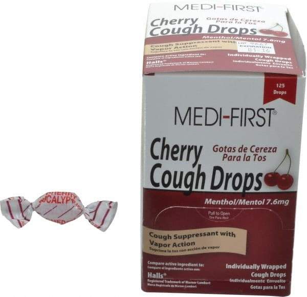 Medique - Cherry Flavor Medi-First Cough Drops Lozenges - Sore Throat Relief - Caliber Tooling