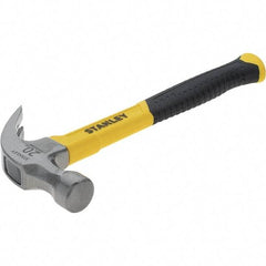 Stanley - 20 oz Head, Straight Rip Claw Hammer - 12.8" OAL, Steel Head, 1.18" Face Diam, Smooth Face, Fiberglass Handle with Grip - Caliber Tooling