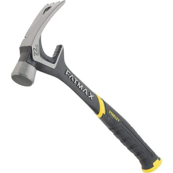 Stanley - 22 oz Head, Straight Rip Claw Hammer - 15.98" OAL, Steel Head, 1.34" Face Diam, Milled Face, Steel Handle with Grip - Caliber Tooling