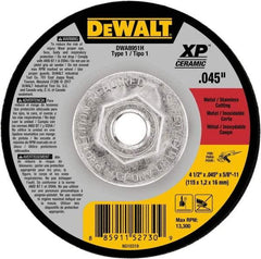 DeWALT - 4-1/2" Ceramic Cutoff Wheel - 0.045" Thick, 5/8-11 Arbor, 13,300 Max RPM, Use with Angle Grinders - Caliber Tooling