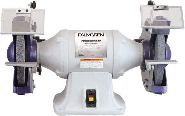 Palmgren - 10" Wheel Diam x 1" Wheel Width, 1-1/2 hp Grinder - 1" Arbor Hole Diam, 1 Phase, 1,725 Max RPM, 115/230 Volts - Caliber Tooling