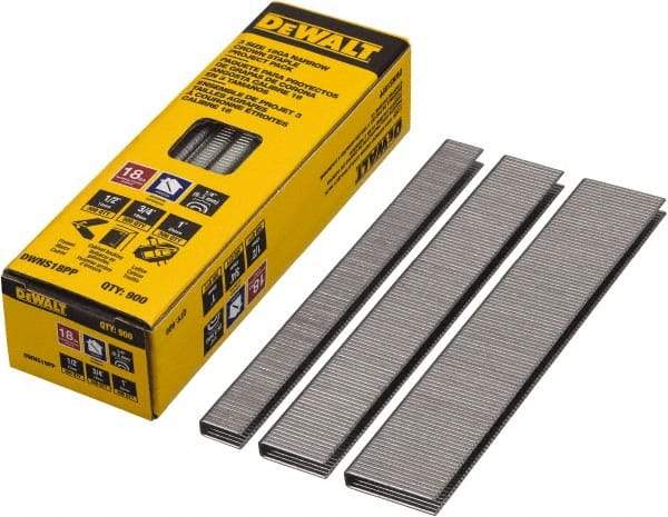 DeWALT - 1/2" Long x 0.05" Wide, 18 Gauge Crowned Construction Staple - Steel, Galvanized Finish, Chisel Point - Caliber Tooling