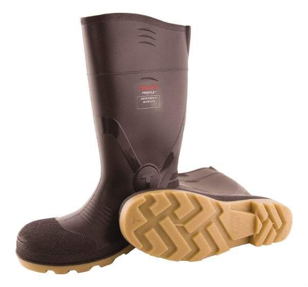 Tingley - Unisex Size 14 Medium Width Composite Knee Boot - Brown, Crepe, PVC Upper, PVC Outsole, 15" High, Pull-On - Caliber Tooling