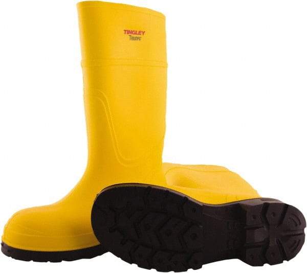 Tingley - Unisex Size 13 Medium Width Steel Knee Boot - Yellow, Navy, Polyurethane Upper, Polyurethane Outsole, 15" High, Pull-On - Caliber Tooling