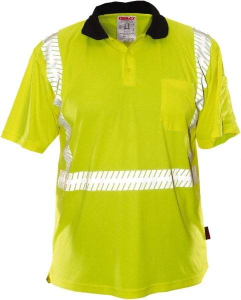 Tingley - Size XL, Lime, High Visibility, Short Sleeve Polo Shirt - 48 to 50" Chest, 1 Pocket, Polyester - Caliber Tooling