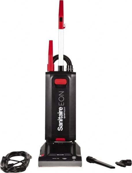 Sanitaire - Single Motor Quiet & Upright Vacuum Cleaner - 12" Cleaning Width, 10" Amps, Ergonomic Handle, Black - Caliber Tooling