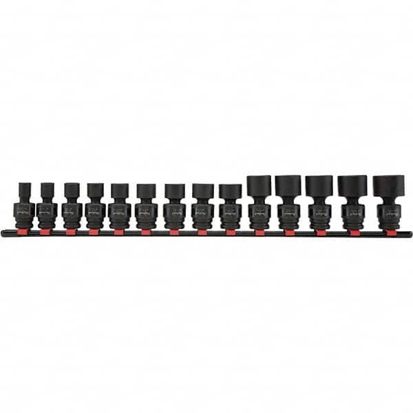 Blackhawk by Proto - 14 Piece 1/2" Drive Impact Socket Set - 6 Points, 7/16" to 1-1/4" Range, Inch Measurement Standard - Caliber Tooling