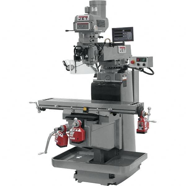 Jet - 54" Table Width x 12" Table Length, Variable Speed Pulley Control, 3 Phase Knee Milling Machine - NST40 Spindle Taper, 5 hp - Caliber Tooling