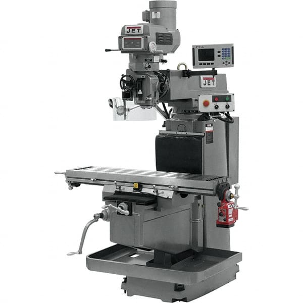 Jet - 54" Table Width x 12" Table Length, Variable Speed Pulley Control, 3 Phase Knee Milling Machine - NST40 Spindle Taper, 5 hp - Caliber Tooling