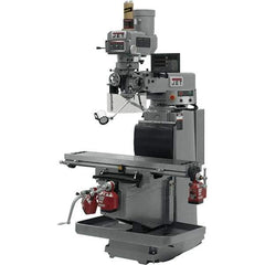 Jet - 54" Table Width x 12" Table Length, Variable Speed Pulley Control, 3 Phase Knee Milling Machine - R8 Spindle Taper, 5 hp - Caliber Tooling