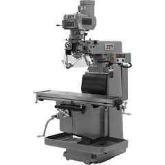 Jet - 54" Table Width x 12" Table Length, Electronic Variable Speed Control, 3 Phase Knee Milling Machine - NST40 Spindle Taper, 5 hp - Caliber Tooling